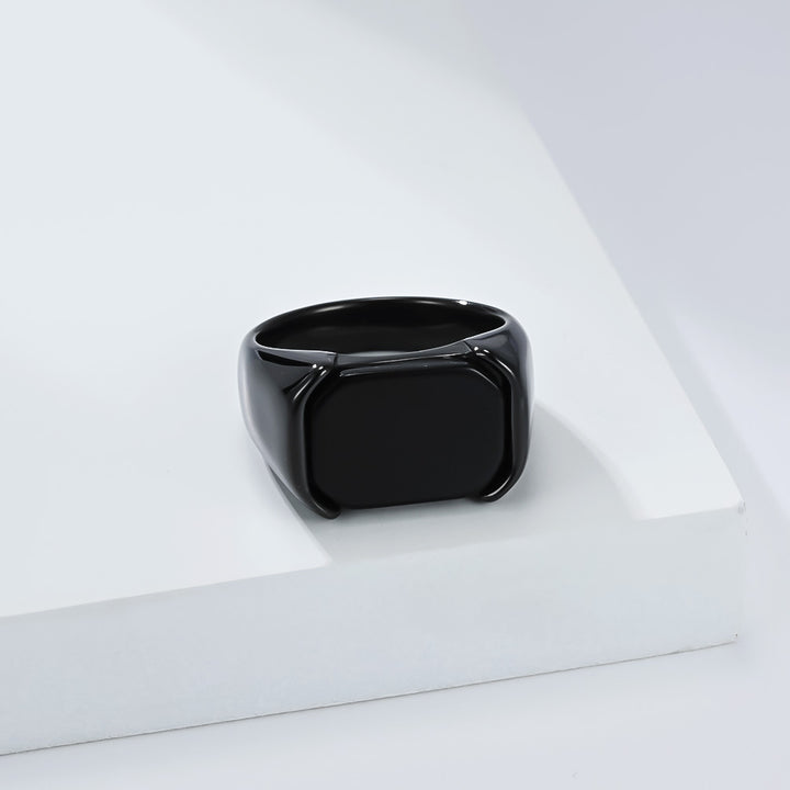 Titanium Steel Black Face Square Ring (Minimalist Business Light Luxury Style)