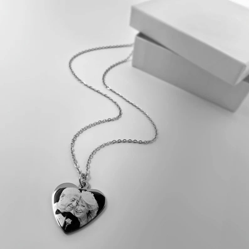 Titanium Steel Heart Custom Photo & Engraving Pendant (Memorial Fashion Style)
