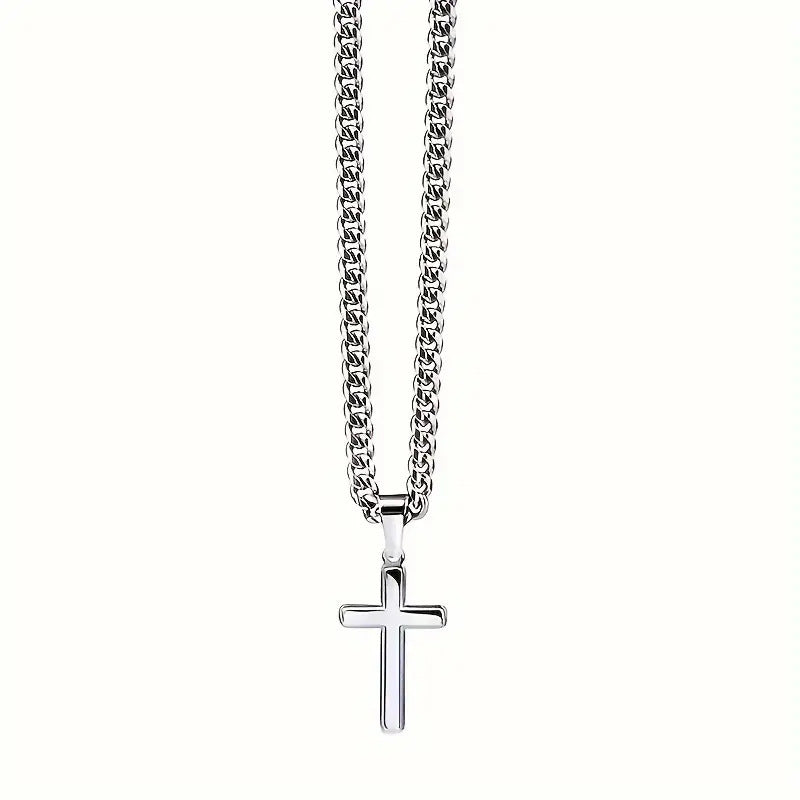 "To My Son" Cross Cuban Link Necklace (Motherly Love & Faith Memorial Style)