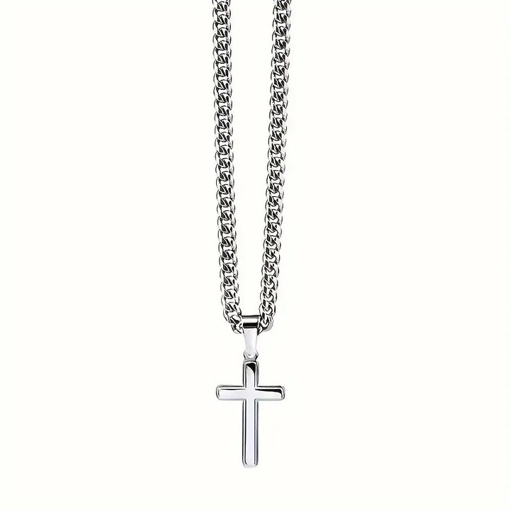"To My Son" Cross Cuban Link Necklace (Motherly Love & Faith Memorial Style)