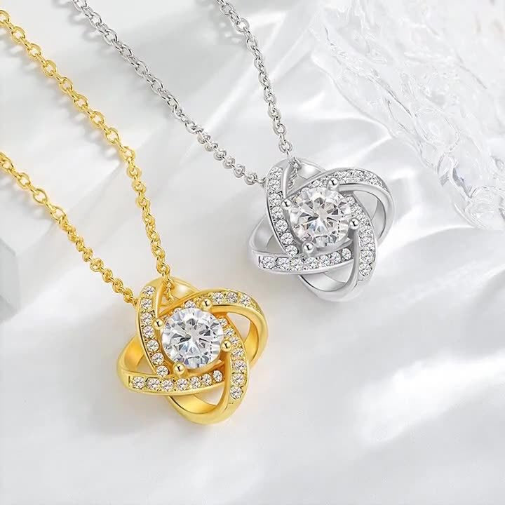 S925 Sterling Silver Gold-Plated Eternal Knot "To My Daughter" Necklace (Motherly Love Memorial Style)