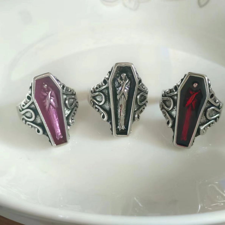 INS Gothic Vampire Coffin Resin Ring – Retro Punk Style Jewelry