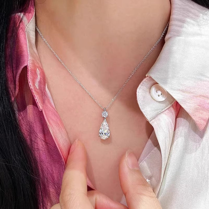 Teardrop Main Diamond Double-Layer Pendant Necklace (Light Luxury Elegant Style Series)