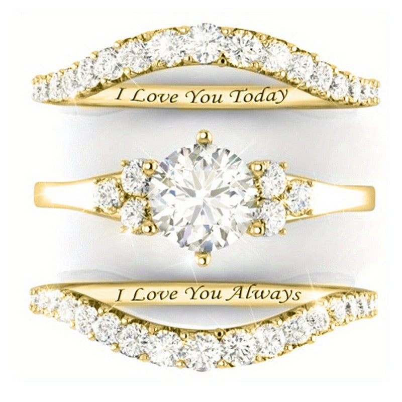 Double-Band Love Vow Diamond Ring (Light Luxury Romantic Style Series)