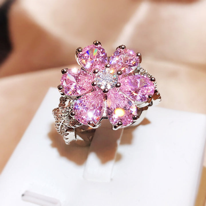 Pink Heart-Shaped Cubic Zirconia Ring for Women – Sweet and Romantic Love Jewelry