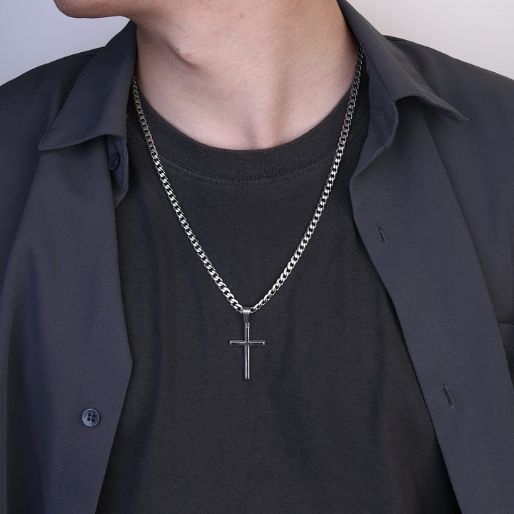 Minimal Polished Cross Necklace (Men's Modern Luxury Style)