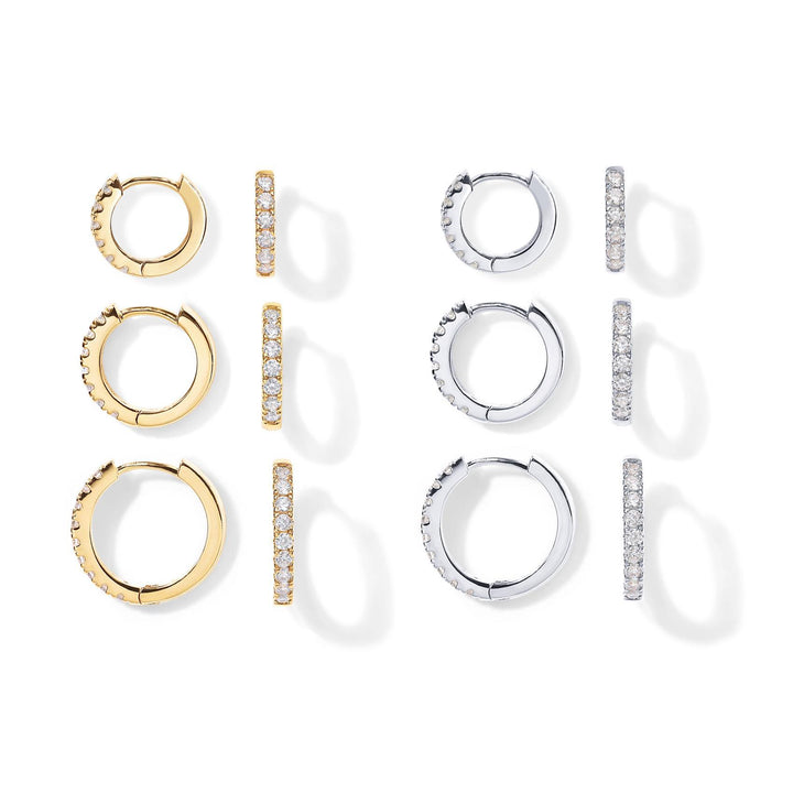 Pavé Diamond Hoop Earrings for Women – Minimal Luxury Huggie Jewelry