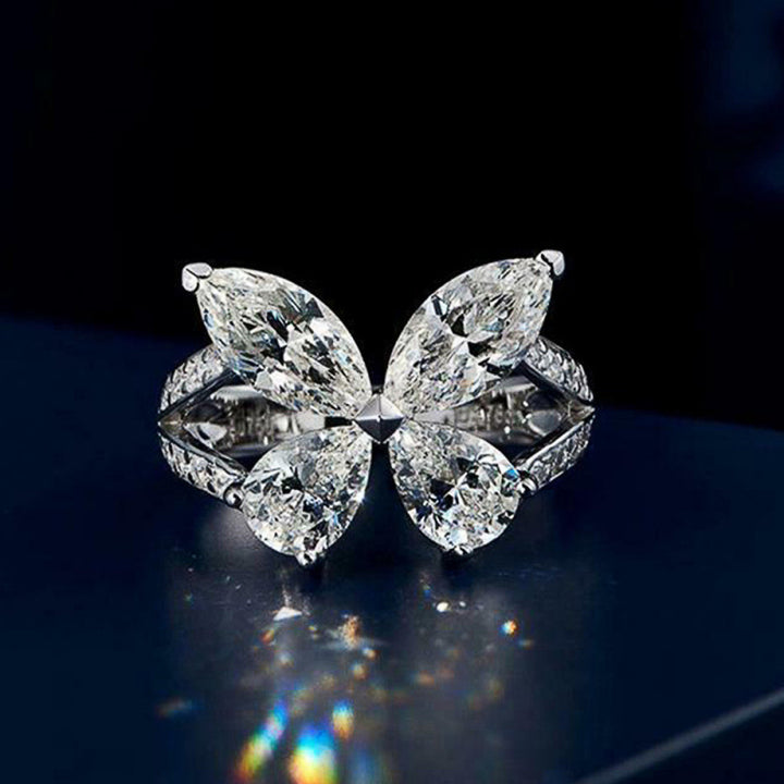 Teardrop Butterfly Diamond Ring for Women – Elegant Luxury Statement Ring