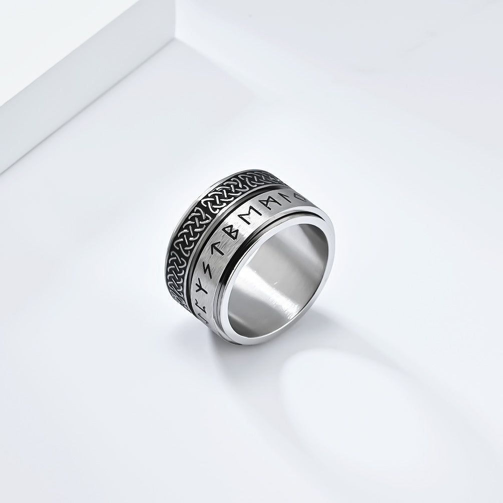 Viking Runes Celtic Knot Spinner Ring for Men – Bold and Unique Statement Ring
