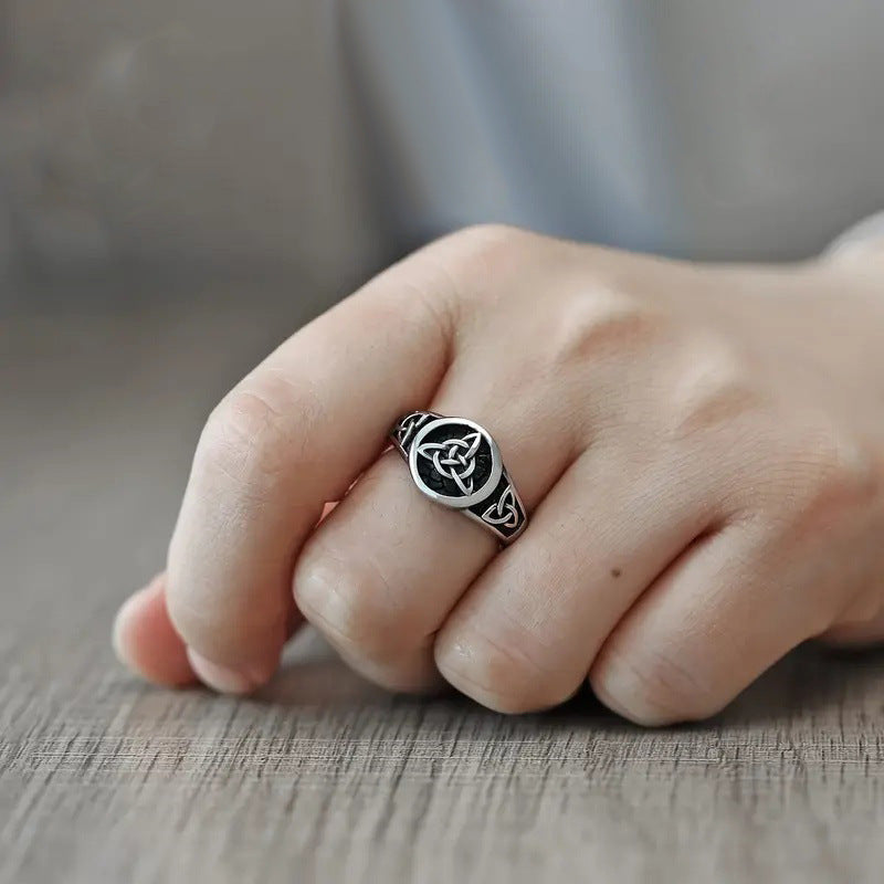 S925 Silver Celtic Knot Pattern Ring (Vintage Personalized Men's Style)