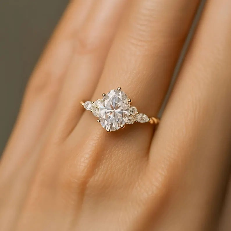Bloom-Set Center Diamond Vintage Ring (Luxury Ritual Engagement Style)