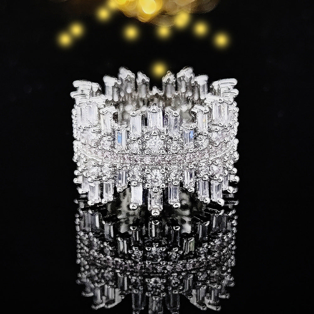 Mixed Diamond Geometric Wide Ring (Avant-Garde Luxury Personalized Style)