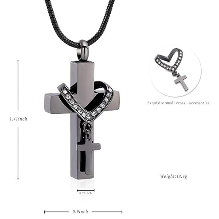 Memorial Pet Ashes Cross Necklace – Keepsake Perfume Bottle Pendant