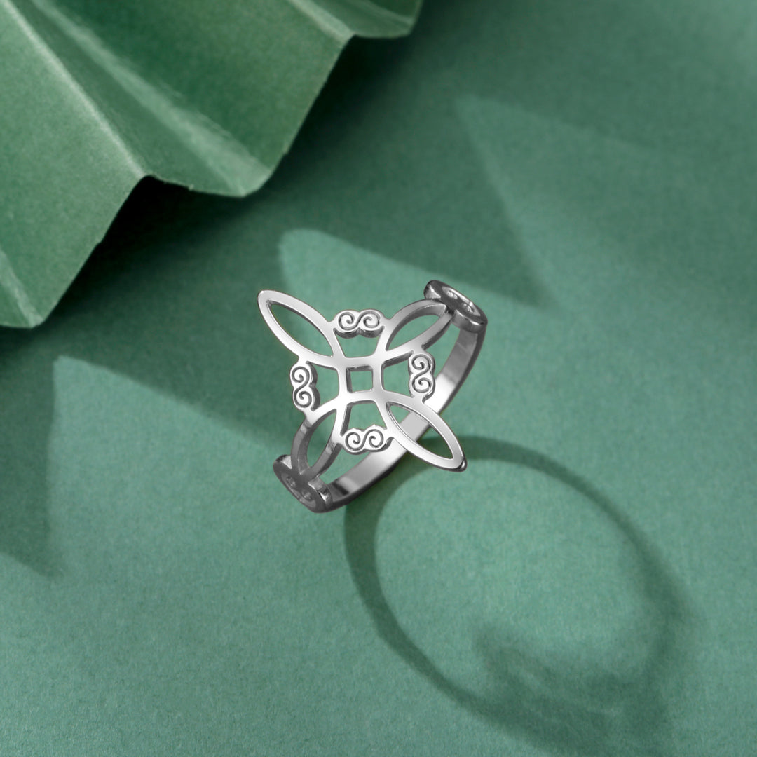 S925 Silver Witch Knot Pattern Ring for Men and Women