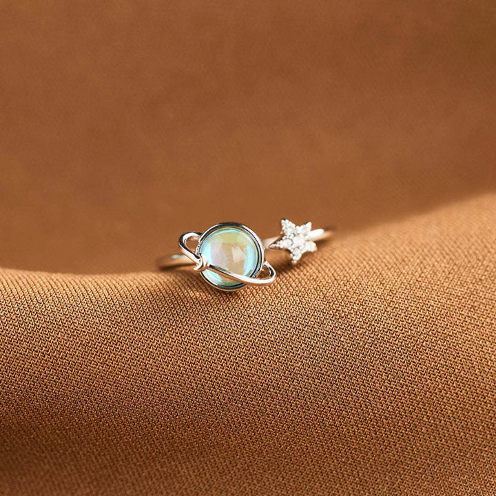 S925 Silver Rotatable Planet Open Ring