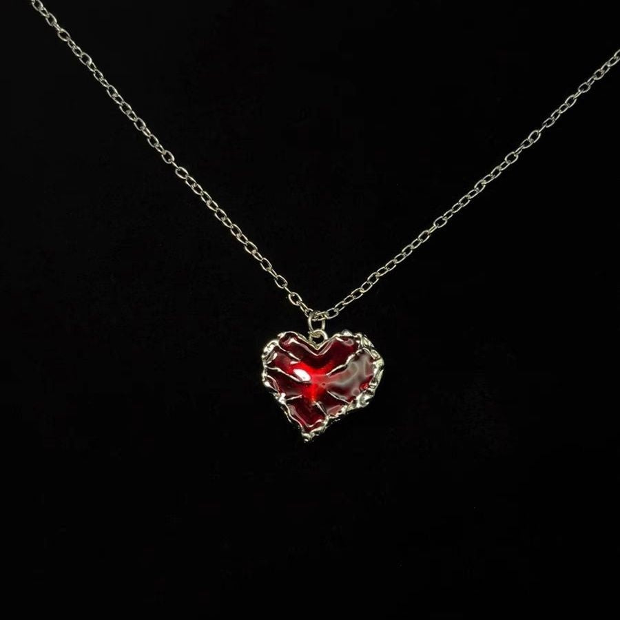 Liquid Sword & Heart Couple Necklace