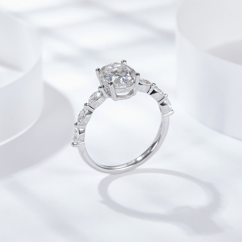S925 Sterling Silver Luxury Carat Diamond Ring – Sparkling Engagement Proposal Ring