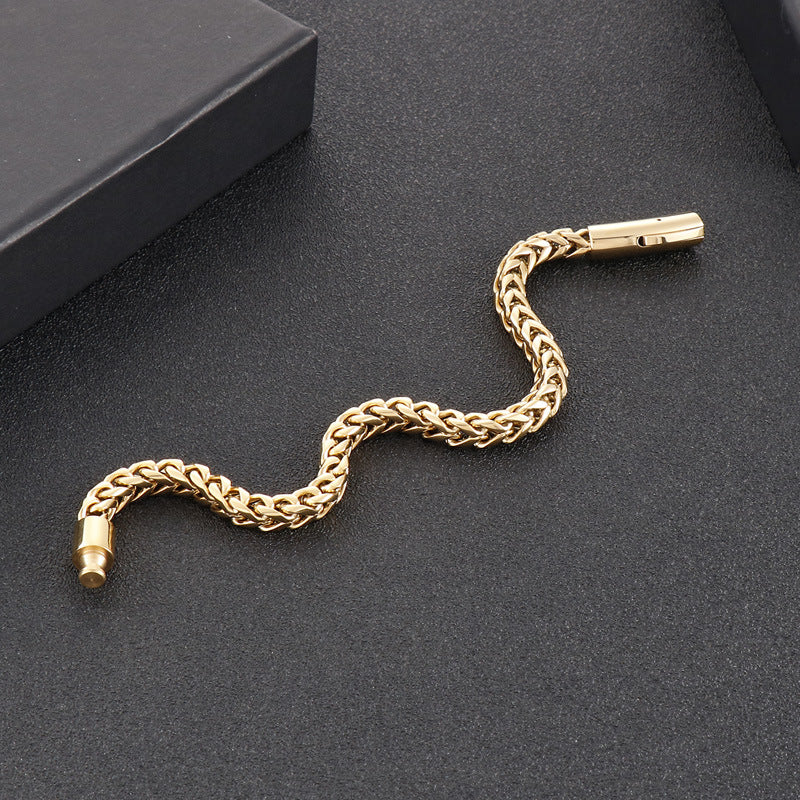 Trendy Hip-Hop Titanium Steel Round Dragon Bone Chain Bracelet
