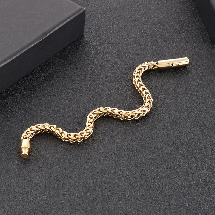 Trendy Hip-Hop Titanium Steel Round Dragon Bone Chain Bracelet