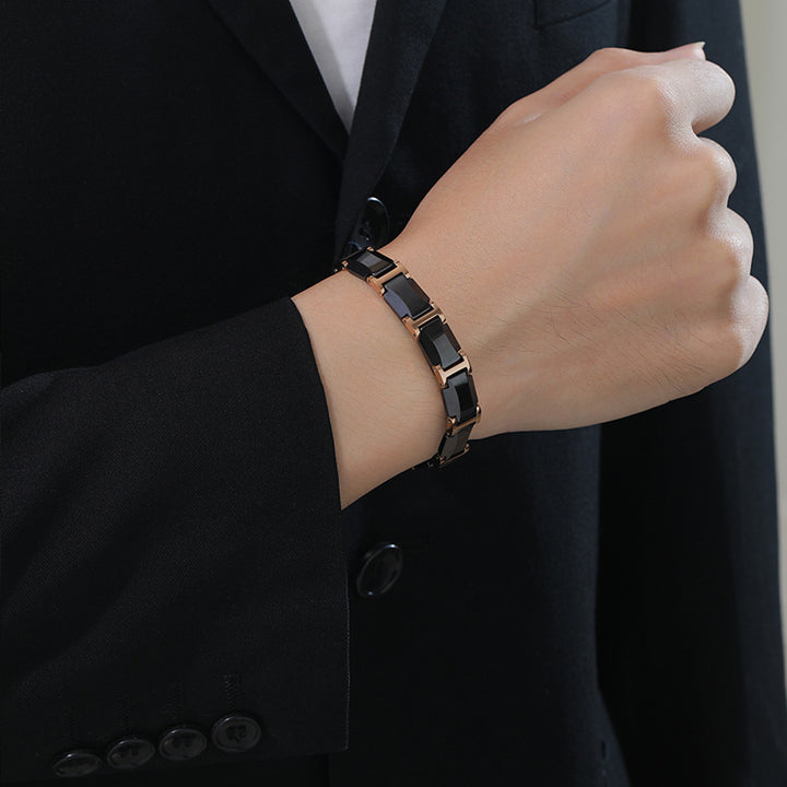 Men's Premium Magnetic Therapy Ceramic Bracelet – Stylish, Anti-Radiation & Health Balance