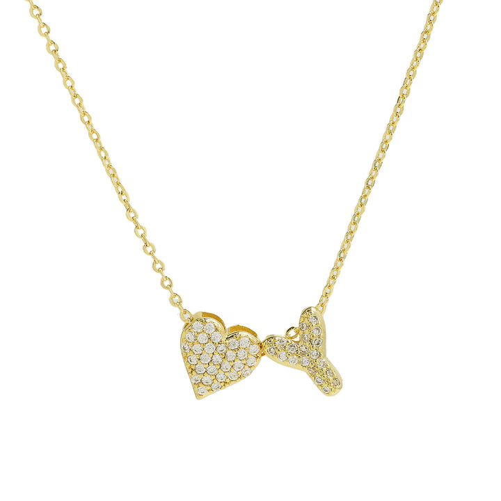 Diamond-Embedded Bubble Heart 26-Letter Name Pendant Necklace