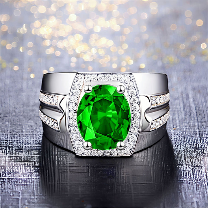Precious Stone Halo Men's Ring Set (Luxury Business Style Band)