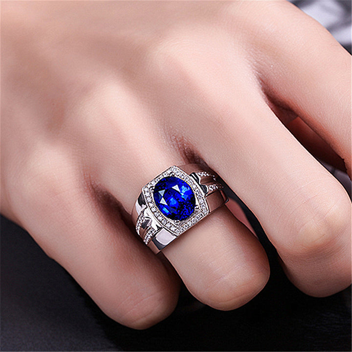 Precious Stone Halo Men's Ring Set (Luxury Business Style Band)