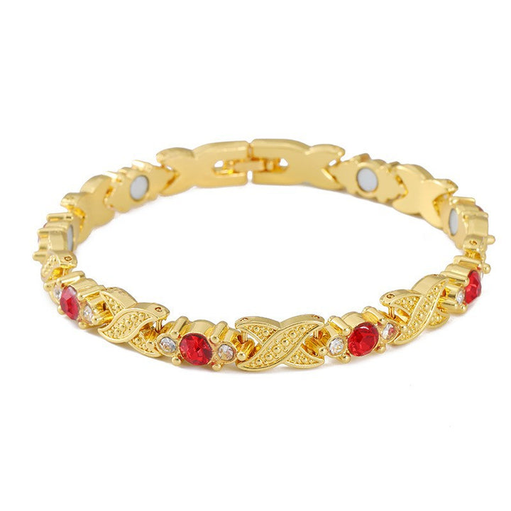 Fashion Detachable Magnetic Energy Bracelet with Zinc Alloy and Rhinestone