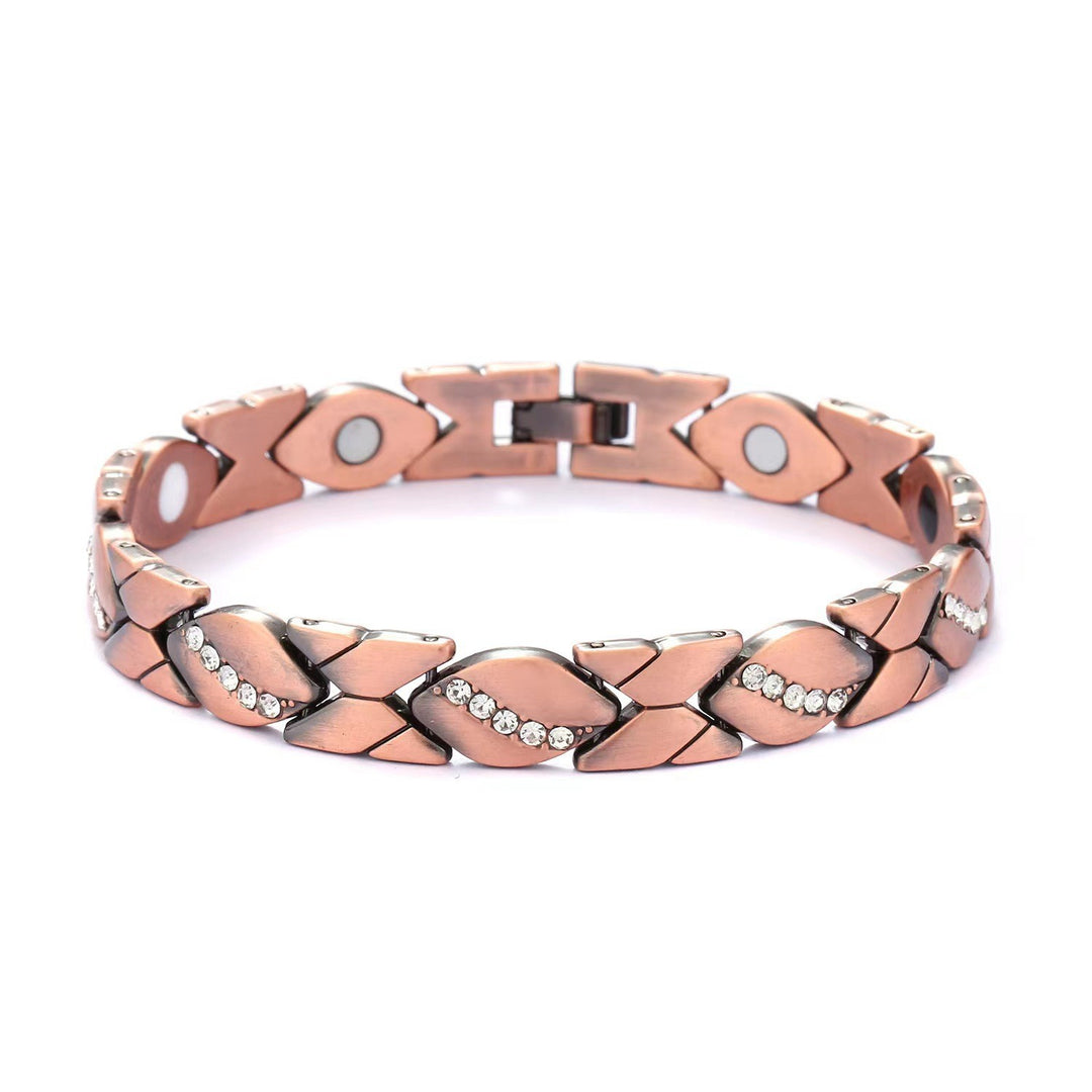 Fashion Detachable Magnetic Energy Bracelet with Zinc Alloy and Rhinestone