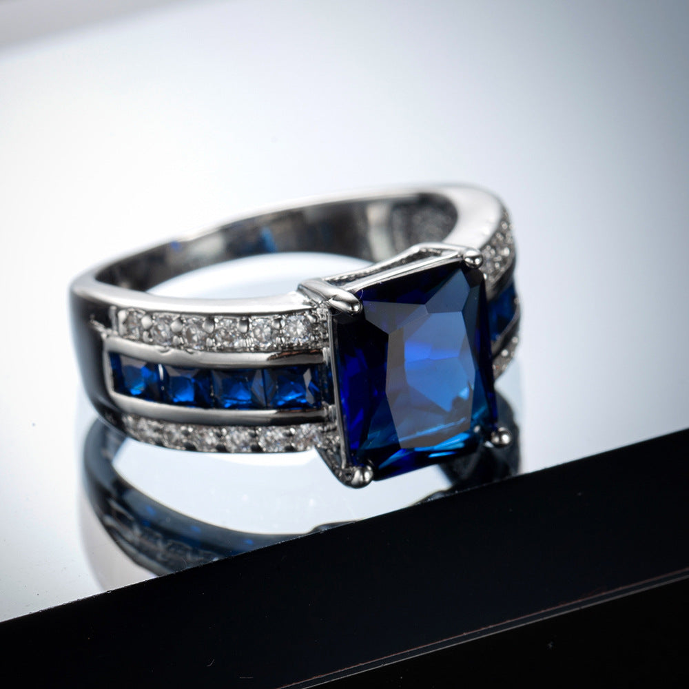 Square Cushion Gemstone Pavé Ring (Luxury Vintage Glam Band)