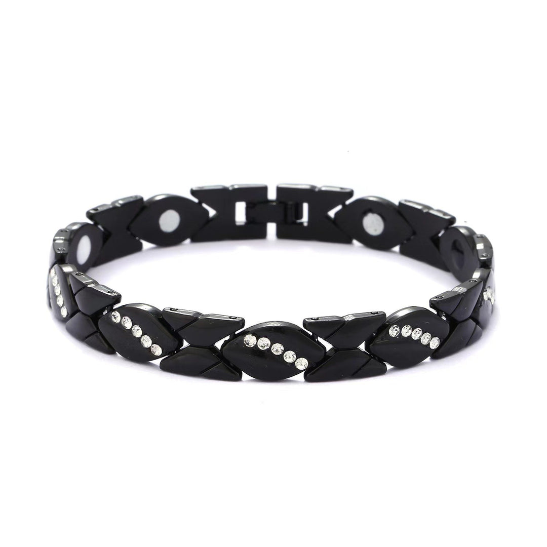 Fashion Detachable Magnetic Energy Bracelet for Women, Adjustable Alloy Crystal Bangle
