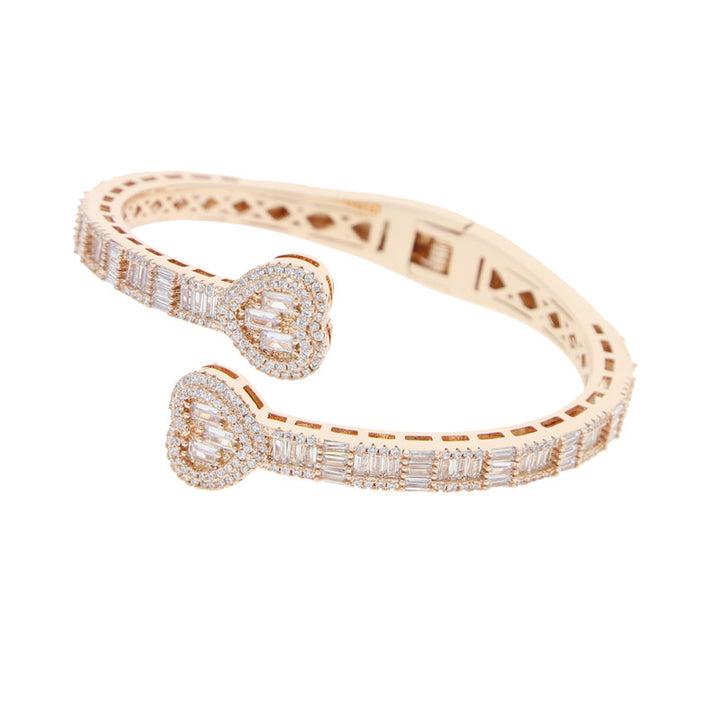 Luxury Hip-Hop Heart Full Diamond Open Bangle