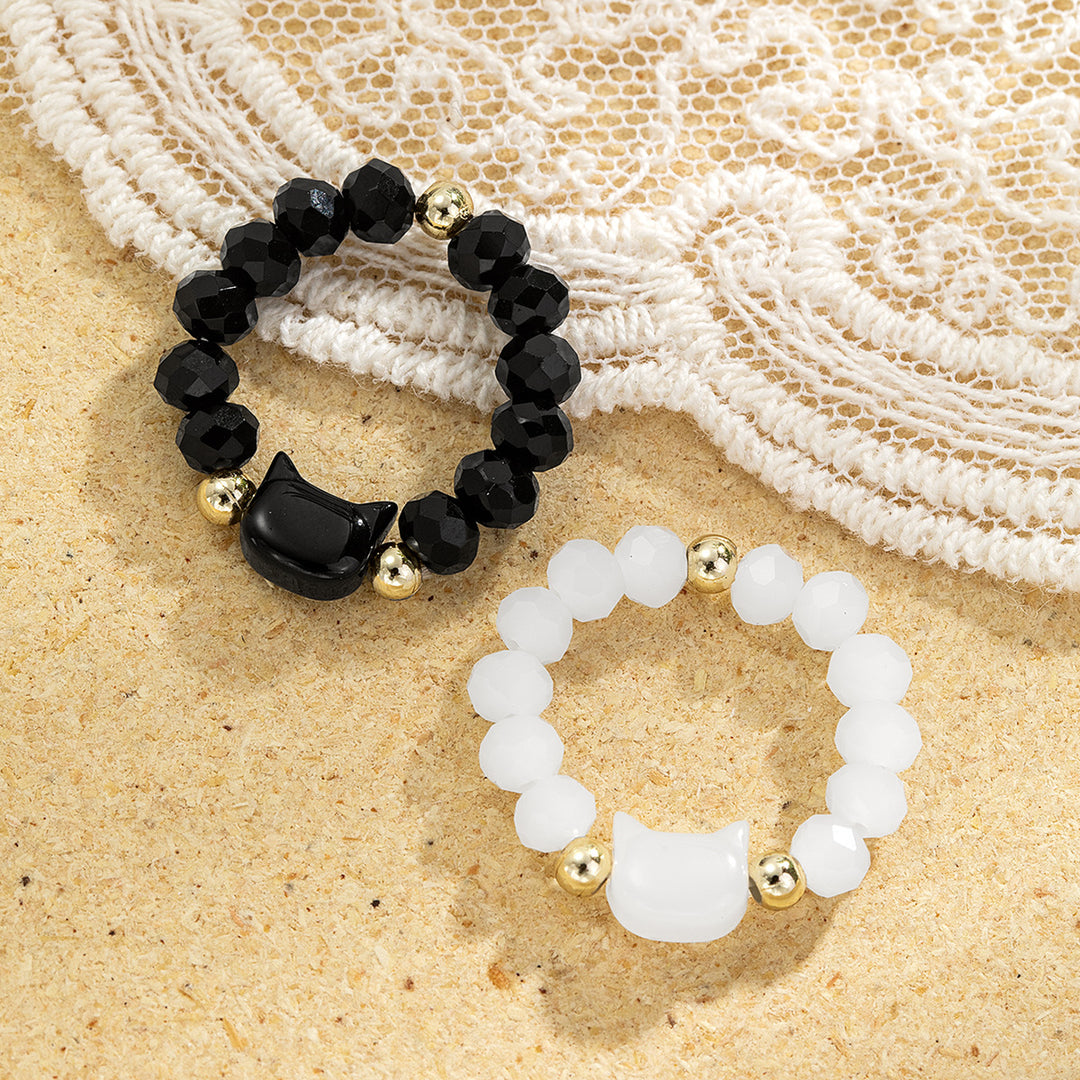 Cat Beaded Stretch Ring (Multi-Color Cute Kawaii Style Band)