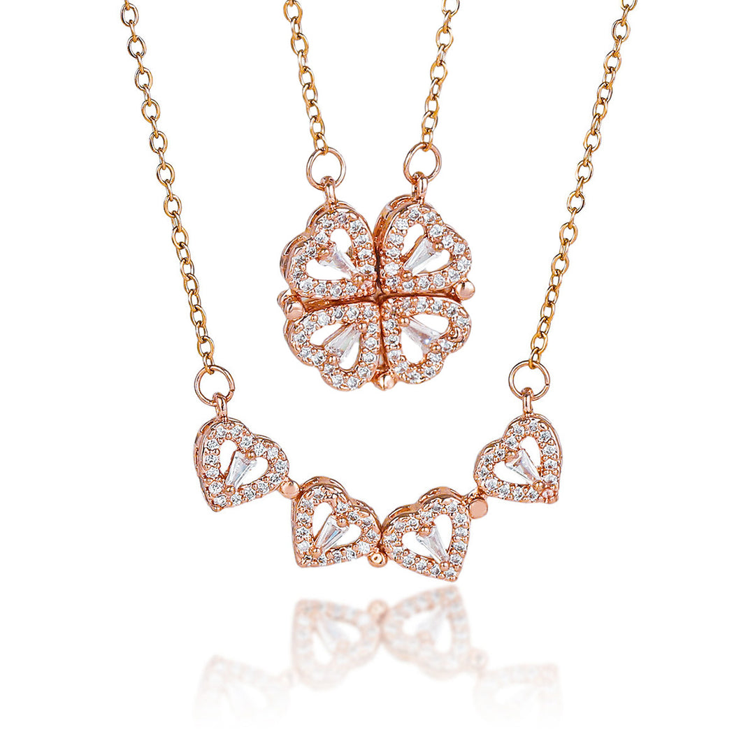 Transformable Heart Double Layer Choker Set (Light Luxury Niche Romantic Necklace)