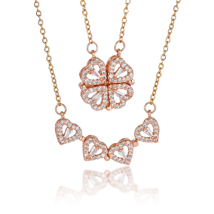 Transformable Heart Double Layer Choker Set (Light Luxury Niche Romantic Necklace)