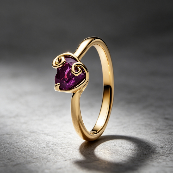 Auspicious‑Cloud Heart‑Shaped Zircon Ring, Two‑Tone Options