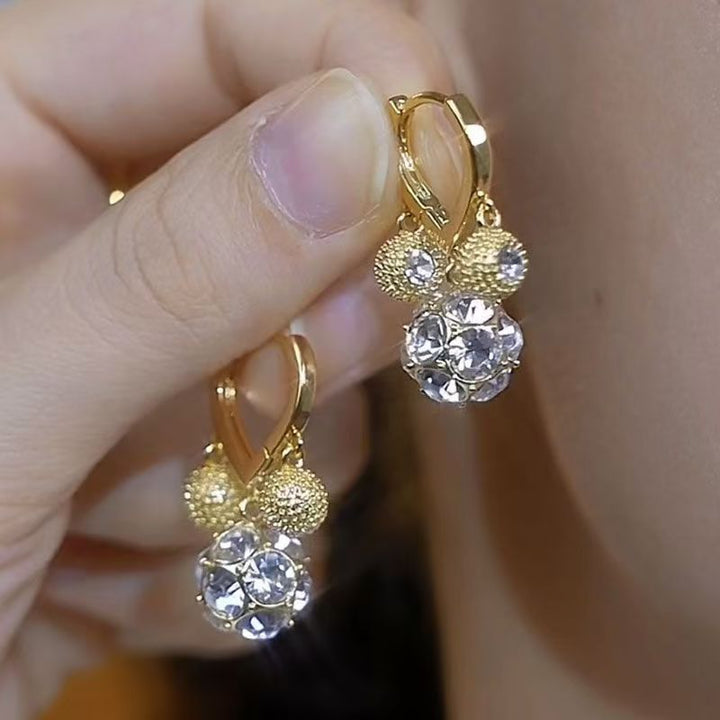 Multi-Color Diamond Sparkle Ball Heart Huggie Earrings (Delicate Dangle Statement Hoops)