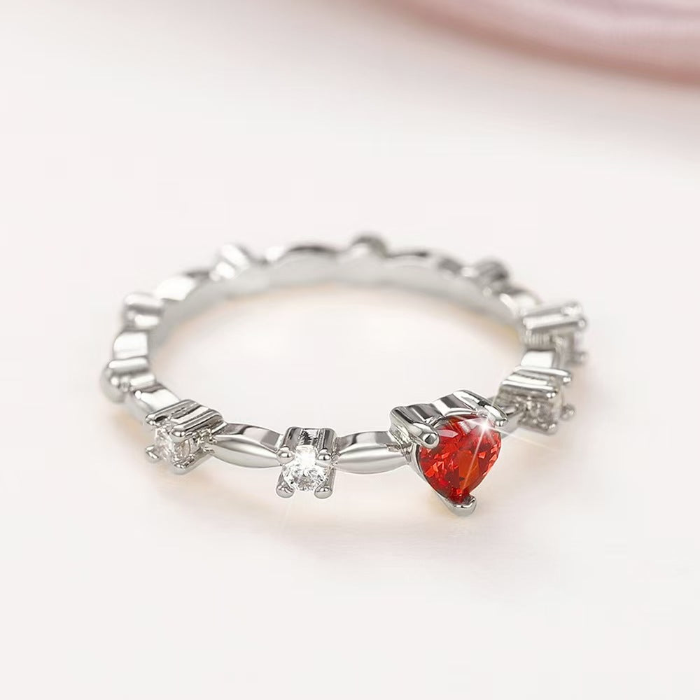 Heart Gemstone Band Set (Light Luxury Niche Romantic Ring)