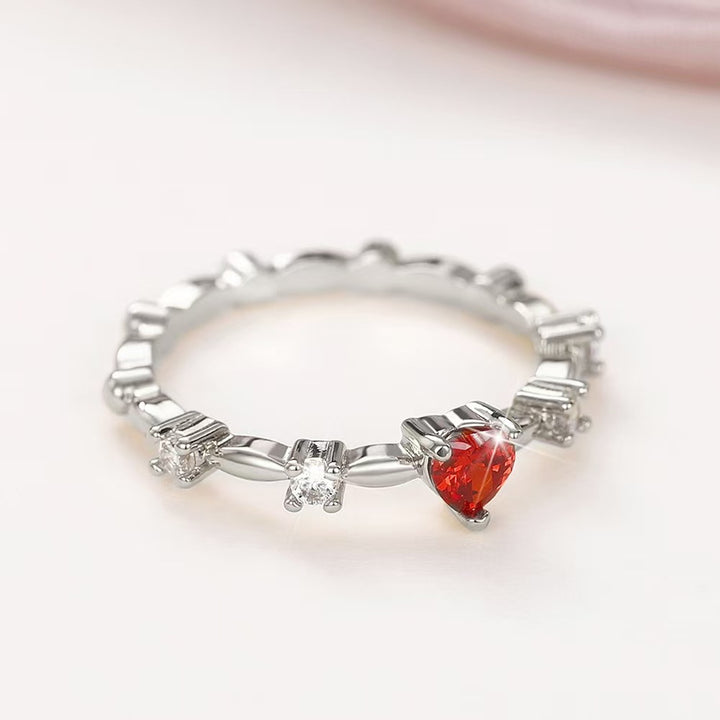 Heart Gemstone Band Set (Light Luxury Niche Romantic Ring)