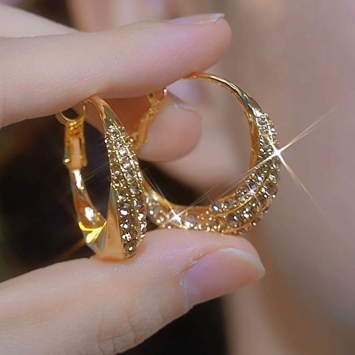 Triple Row Pavé Twist Huggie Earrings (Light Luxury Niche Design Earrings)