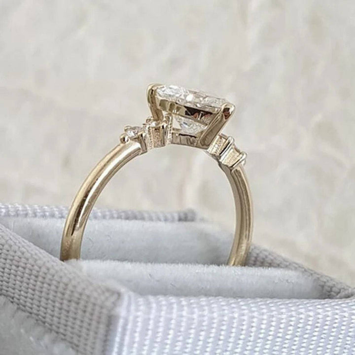 S925 Silver Heart‑Cut Center Diamond Ring, Luxury Heart‑Shape Multi‑Accent Diamond Engagement Ring for Women