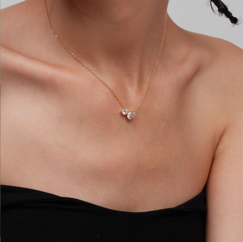 Two-Stone Heart Choker (Light Luxury Minimalist Confession Style)