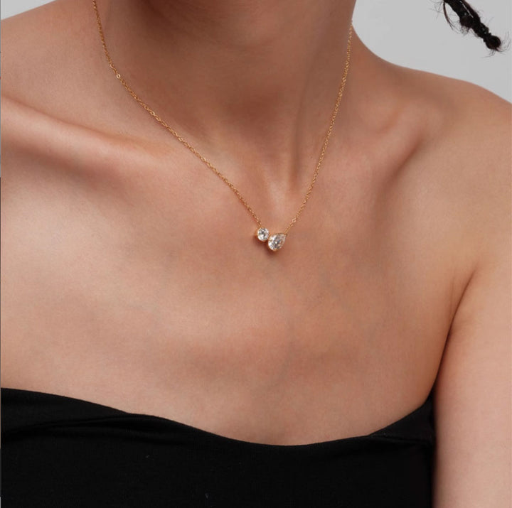 Two-Stone Heart Choker (Light Luxury Minimalist Confession Style)
