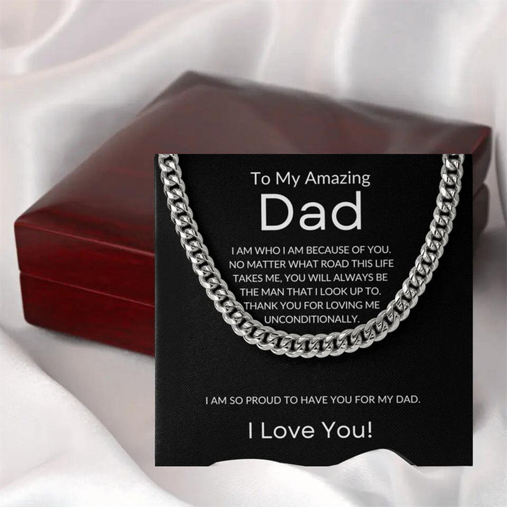 Father's Day Themed Cuban Link Necklace (Sentimental Gift for Dad)