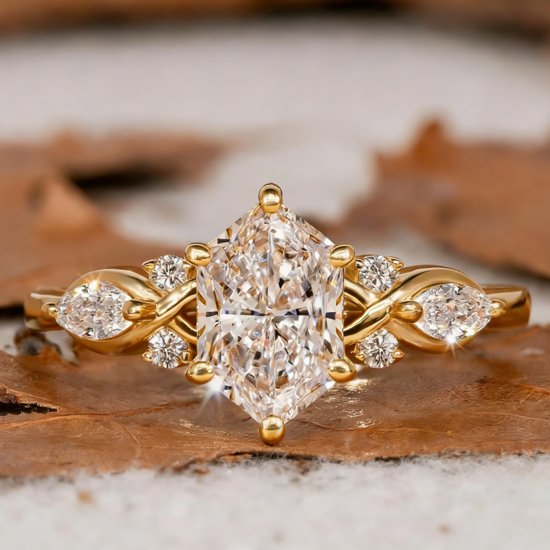 Kite-Cut Diamond Vine Carving Ring (Vintage Luxury Ritual Style)