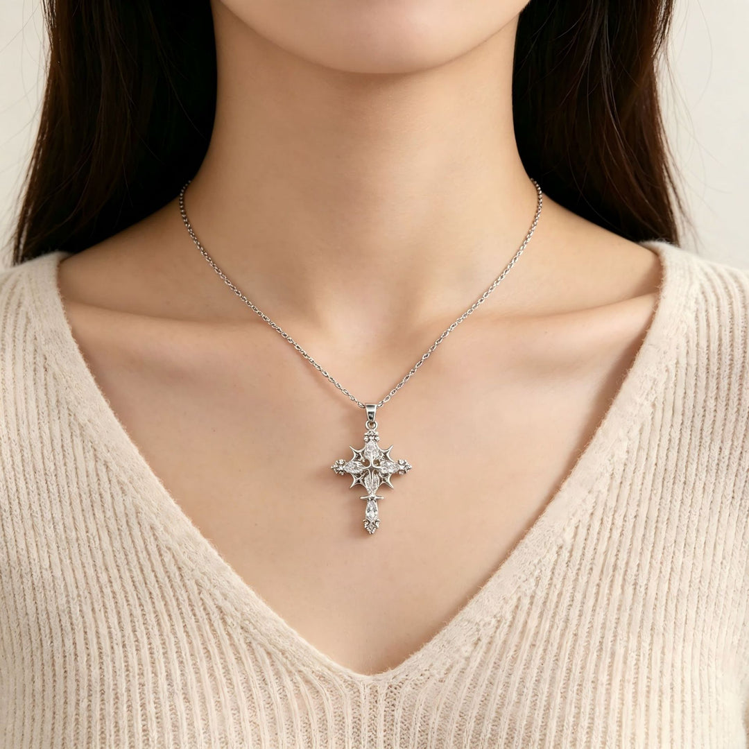 Star Cross Diamond Pendant Necklace