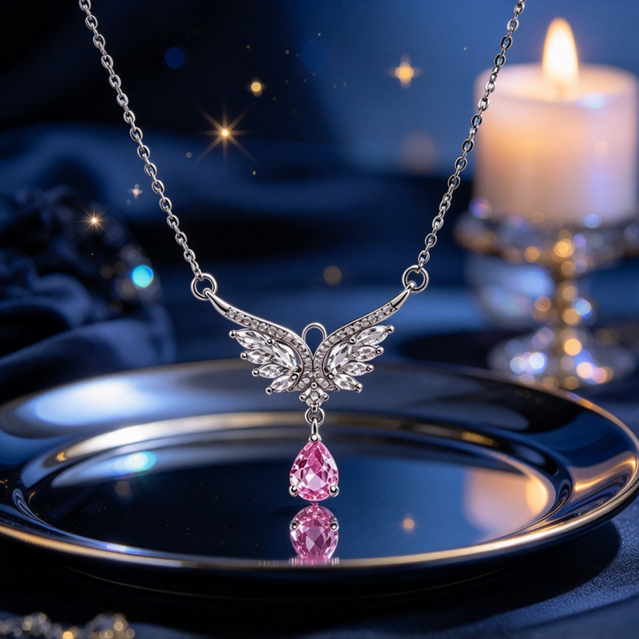 Angel Wing Teardrop Diamond Necklace