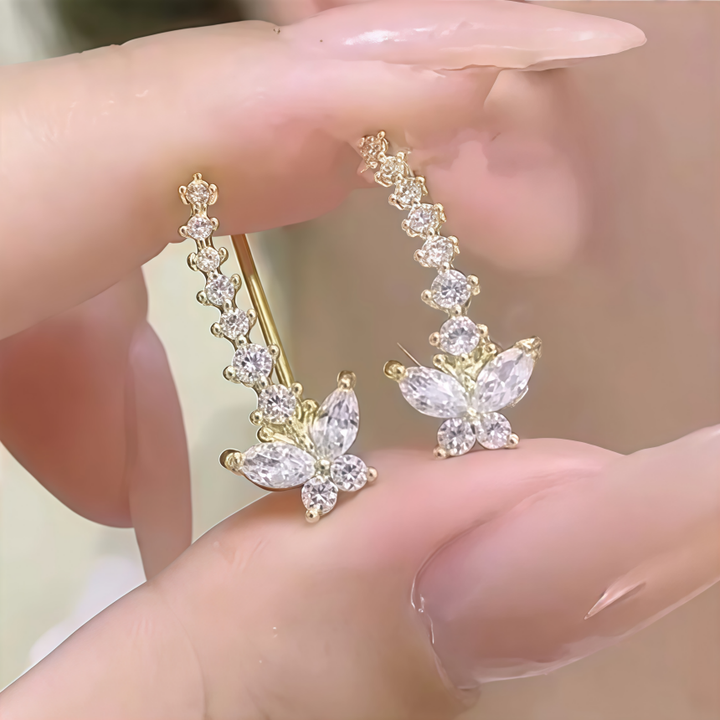 Butterfly Dance Diamond Ear Climbers (Light Luxury Niche Design Earrings)