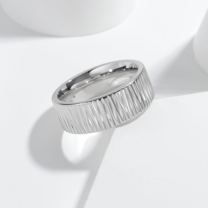 Textured Wide Band Ring (Unisex Titanium Steel Statement Ring)