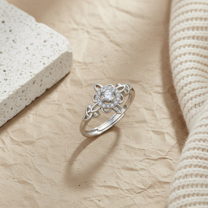 Celtic Knot Floral Pavé Ring (Luxury Vintage Elegant Band)